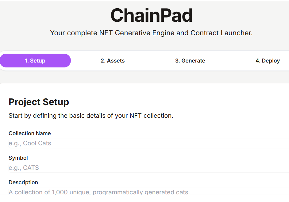 Chainpad - NFT generative engine & contract launcher